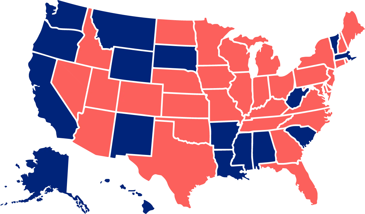 Map of the United States and MMP's service areas