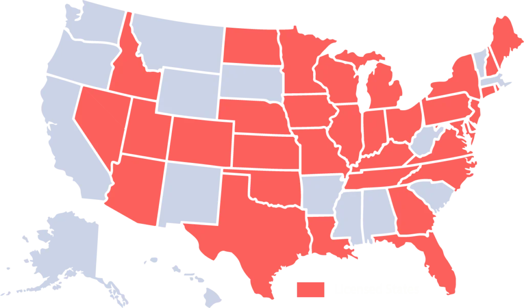 Map of the United States and MMP's service areas